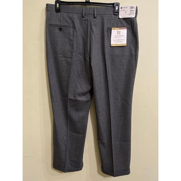 Haggar Classic Fit Pleated Premium Dress Pants 40x29 Cuffed Leg Extendable Waist - Picture 2 of 6